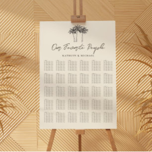 Palm Tree Modern Wedding 30 Table Seating Chart
