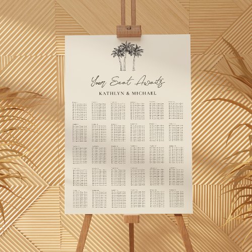 Palm Tree Modern Wedding 30 Table Seating Chart