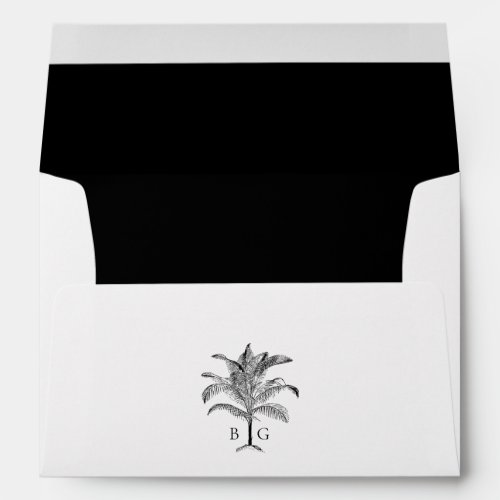 Palm Tree Monogram 5x7 Wedding Invitation  Envelope