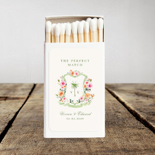 Palm Tree Monogram Beach Summer Wedding Favor Matchboxes