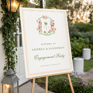 Palm Tree Monogram Engagement Party Welcome Sign