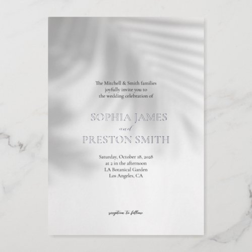 Palm Tree Moody Modern Wedding Invite with Foil