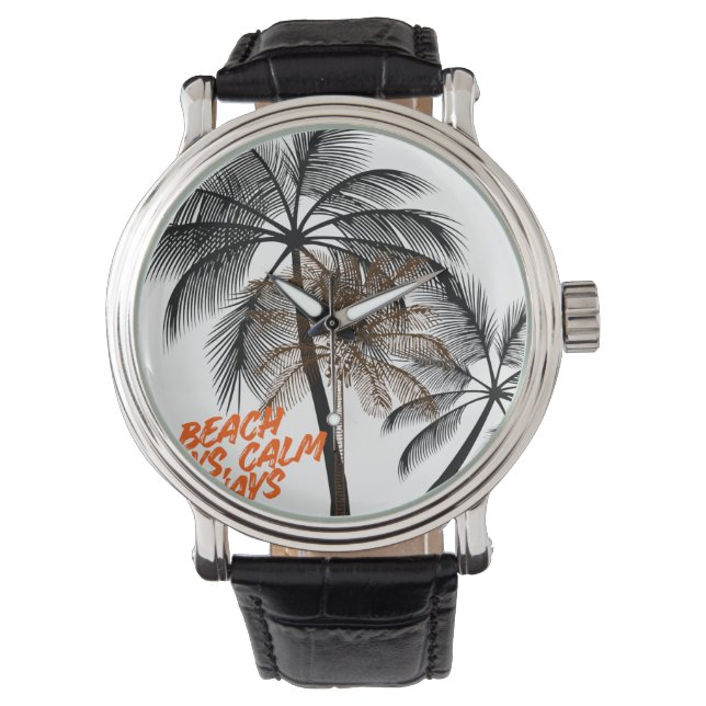 Palm Tree Motivation Art – Fully Customizable Watch (Front)