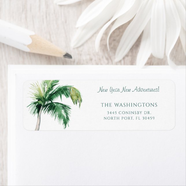 Palm Tree Moving Coastal Return Address Label (Insitu)