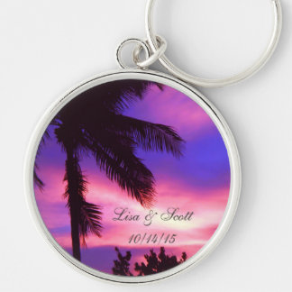 Palm Tree N Purple Sunset Customizable Key Chain