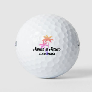 Palm Tree Name and Date Template Wedding Favor Golf Balls