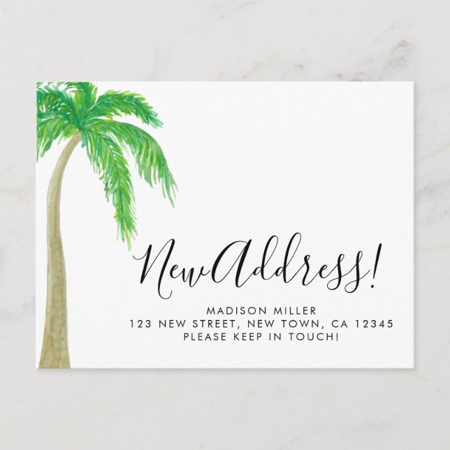 Palm Tree New Address Moving Announcement Postcard (Front)