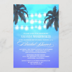 Palm Tree Night Lights Bridal Shower Invitations