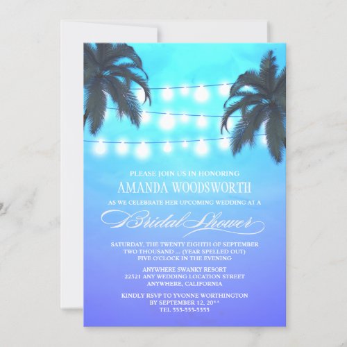 Palm Tree Night Lights Bridal Shower Invitations