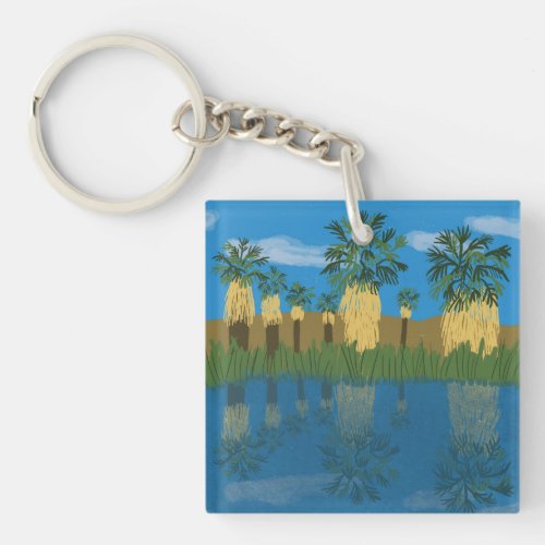 Palm Tree Oasis California Desert Coachella Valley Keychain