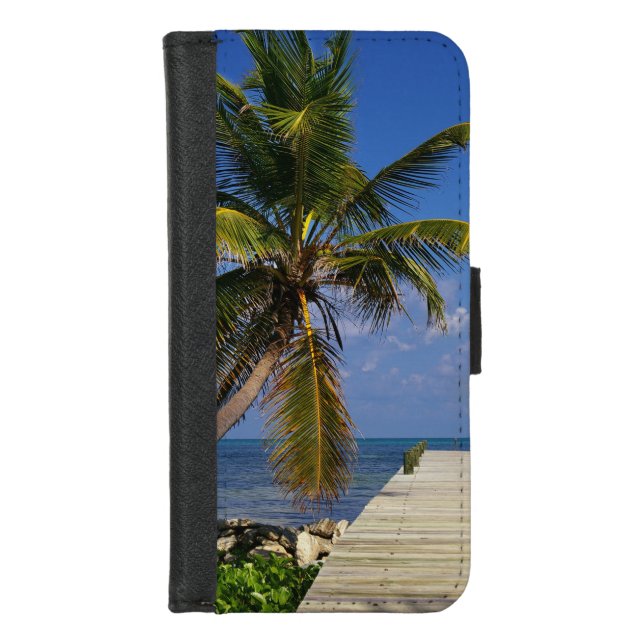 Palm Tree Ocean Beach iPhone Wallet Case (Front)