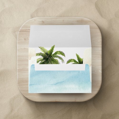 Palm Tree Ocean Beach Tropical Destination Wedding Envelope