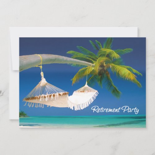 Palm Tree Ocean  Hammock Retirement Party Invitation