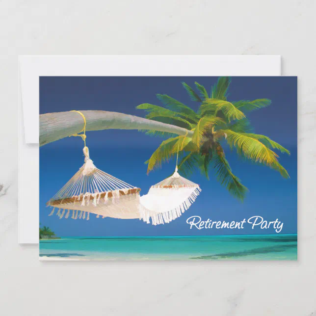 Palm Tree, Ocean & Hammock Retirement Party Invitation | Zazzle