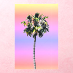Palm Tree Ombre Pink Blue Yellow Wall Decal