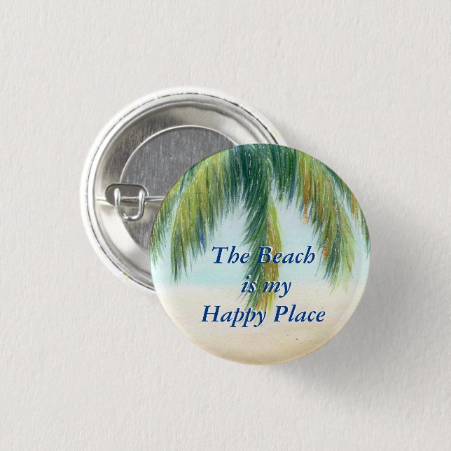 Palm tree on a sunny day on the beach button (Front & Back)