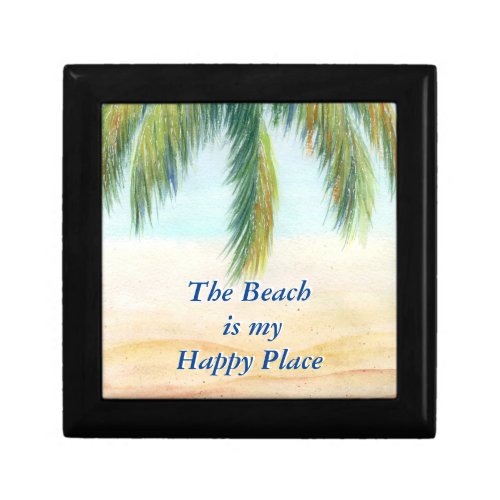 Palm tree on a sunny day on the beach gift box