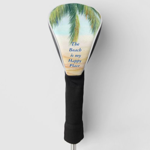 Palm tree on a sunny day on the beach golf head cover