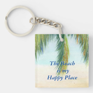 Palm tree on a sunny day on the beach keychain