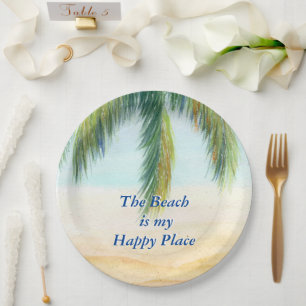 Palm tree on a sunny day on the beach paper plates