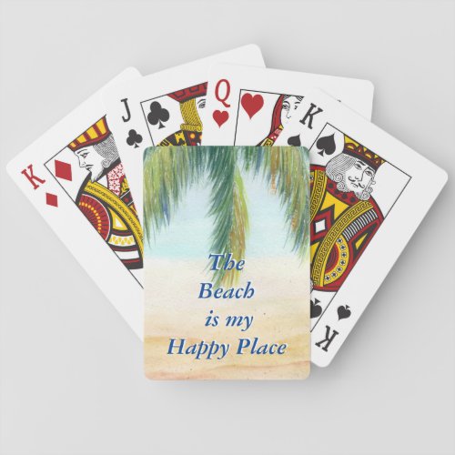 Palm tree on a sunny day on the beach playing cards