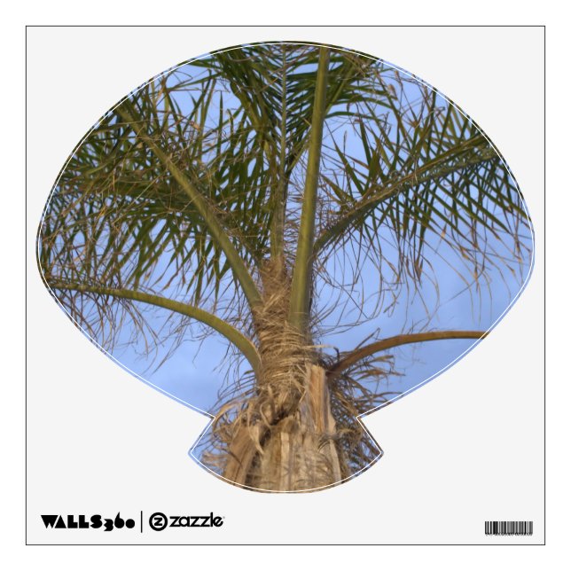 Palm Tree on Seashell Shape Wall Decal (Front)