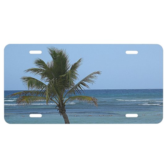 Palm Tree on the Beach License Plate