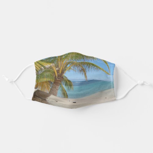 Palm Tree on Tropical Beach and Ocean Scene Adult Cloth Face Mask