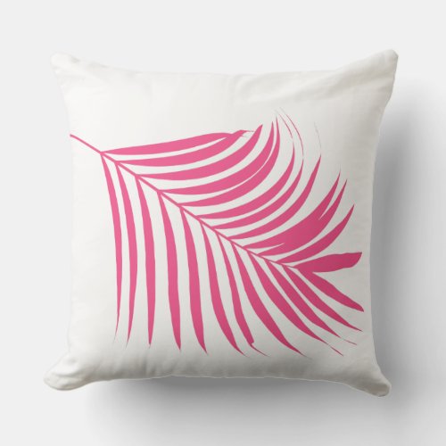 Palm Tree Orange Pink Custom Color Tropical Art Throw Pillow