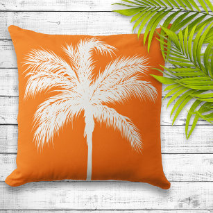 Palm Tree Orange Throw Pillow