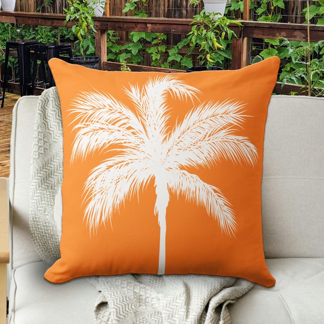 Palm Tree Orange Throw Pillow (Creator Uploaded)