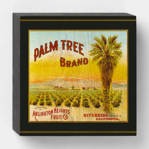 Palm Tree Oranges packing label Wooden Box Sign