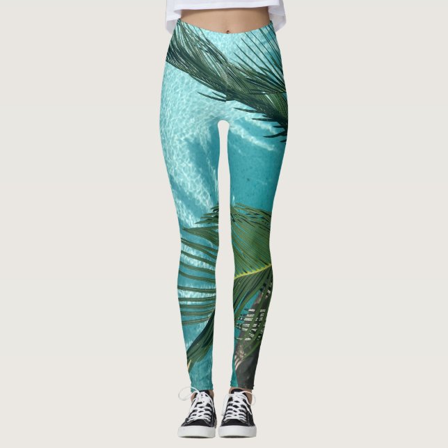 palm tree over the water leggings (Front)