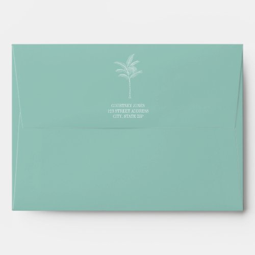 Palm Tree Pattern Aqua Wedding Addressed Envelope