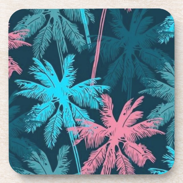 Palm tree pattern beverage coaster (Front)