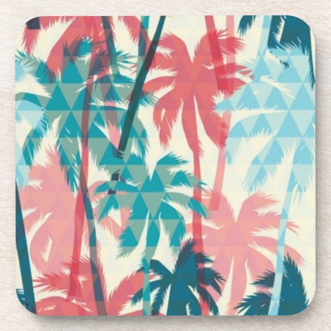 Palm tree pattern beverage coaster (Front)