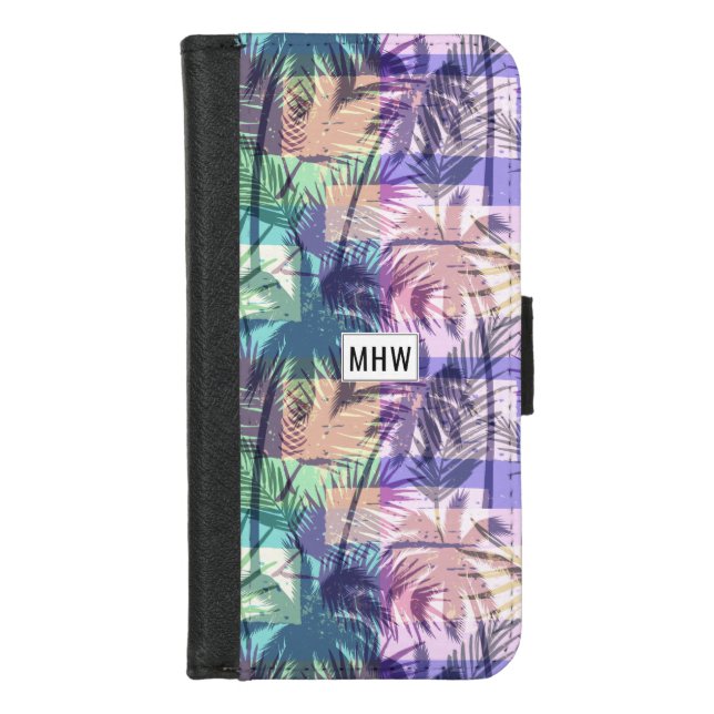 Palm Tree Pattern custom monogram phone wallets (Front)