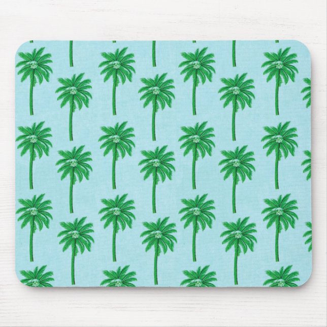 Palm Tree Pattern on Blue Mouse Pad (Front)