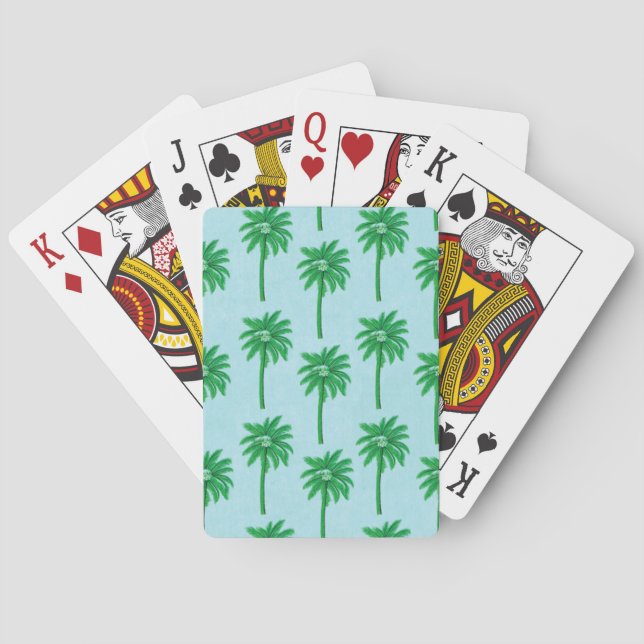 Palm Tree Pattern on Blue Poker Cards (Back)