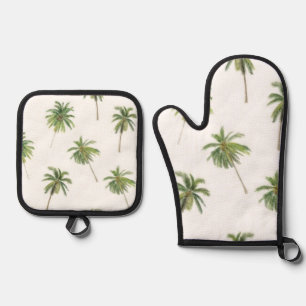 Palm tree pattern oven mitt & pot holder set