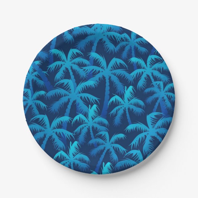 Palm tree pattern paper plates (Front)