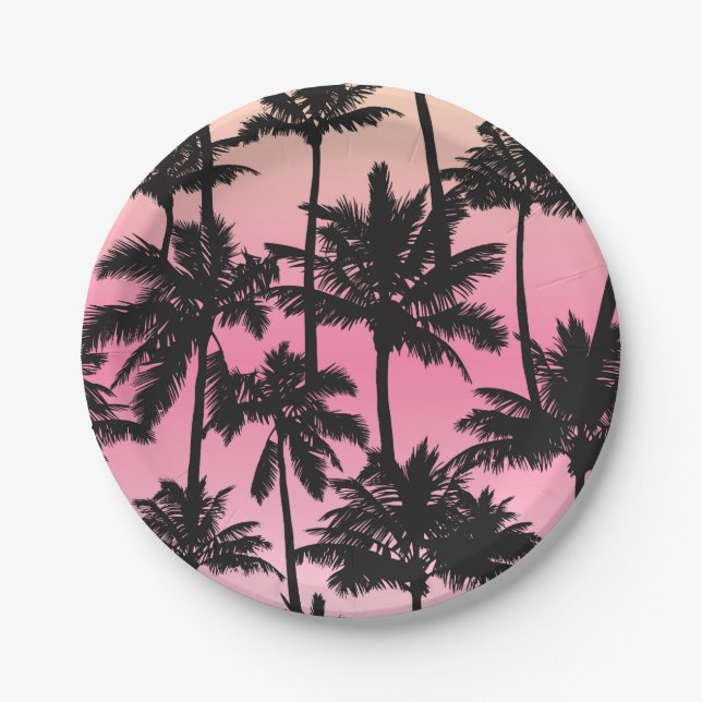 Palm Tree Pattern Paper Plates (Front)