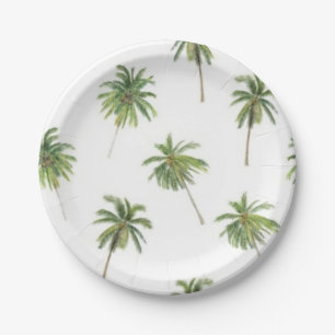 Palm tree pattern paper plates