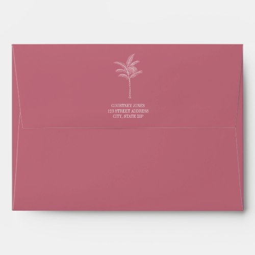 Palm Tree Pattern Pink  Green Wedding Envelope
