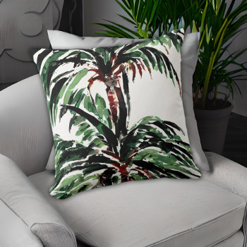 Palm Tree Pattern Watercolor Inspired Beach Throw Pillow by JillsPaperie at Zazzle