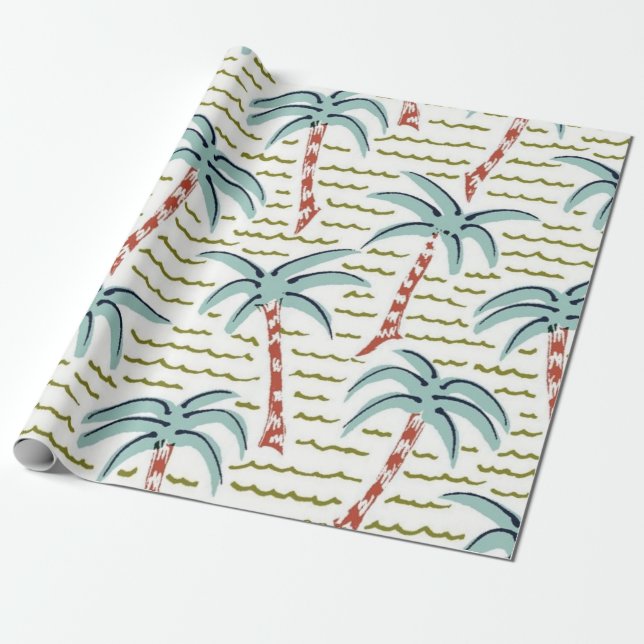 Palm tree pattern wrapping paper (Unrolled)