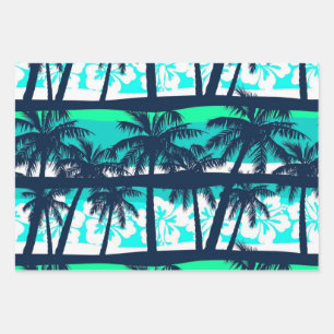 Palm tree pattern wrapping paper sheets