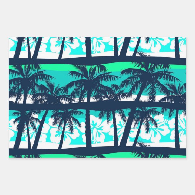 Palm tree pattern wrapping paper sheets (Front)