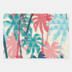 Palm tree pattern wrapping paper sheets