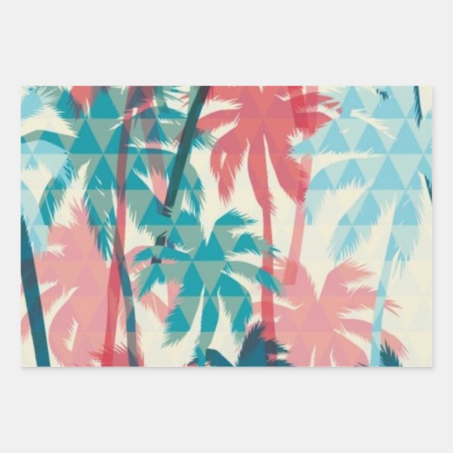 Palm tree pattern wrapping paper sheets (Front)